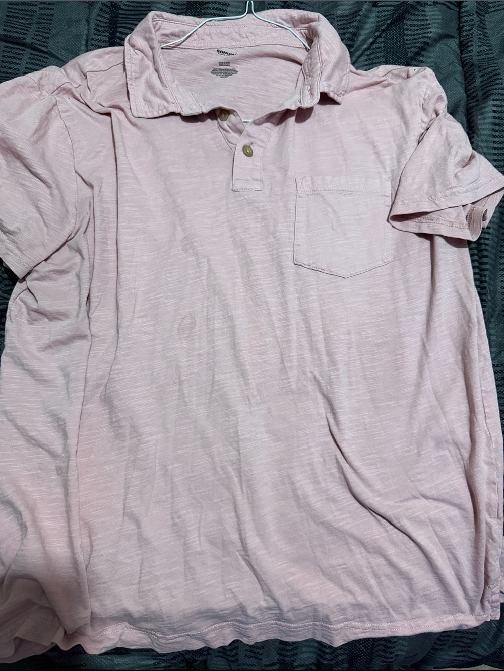 Sonoma Men's Pale Pink Polo with Chest Pocket